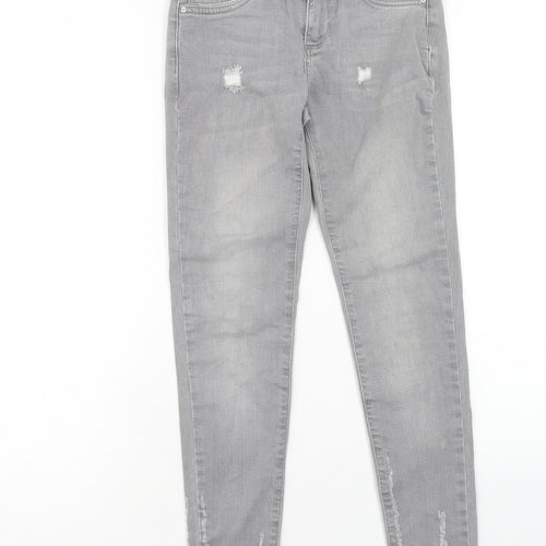 Denim & Co. Womens Grey Cotton Skinny Jeans Size 4 Regular Zip