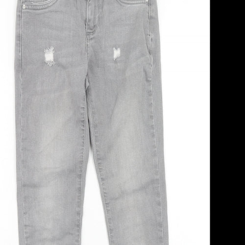 Denim & Co. Womens Grey Cotton Skinny Jeans Size 4 Regular Zip