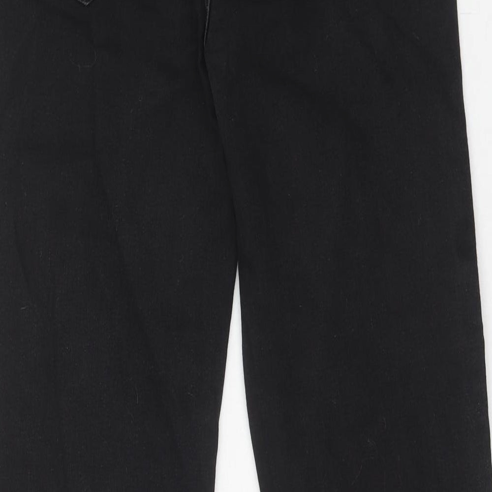 Marks and Spencer Womens Black Cotton Straight Jeans Size 14 Regular Zip