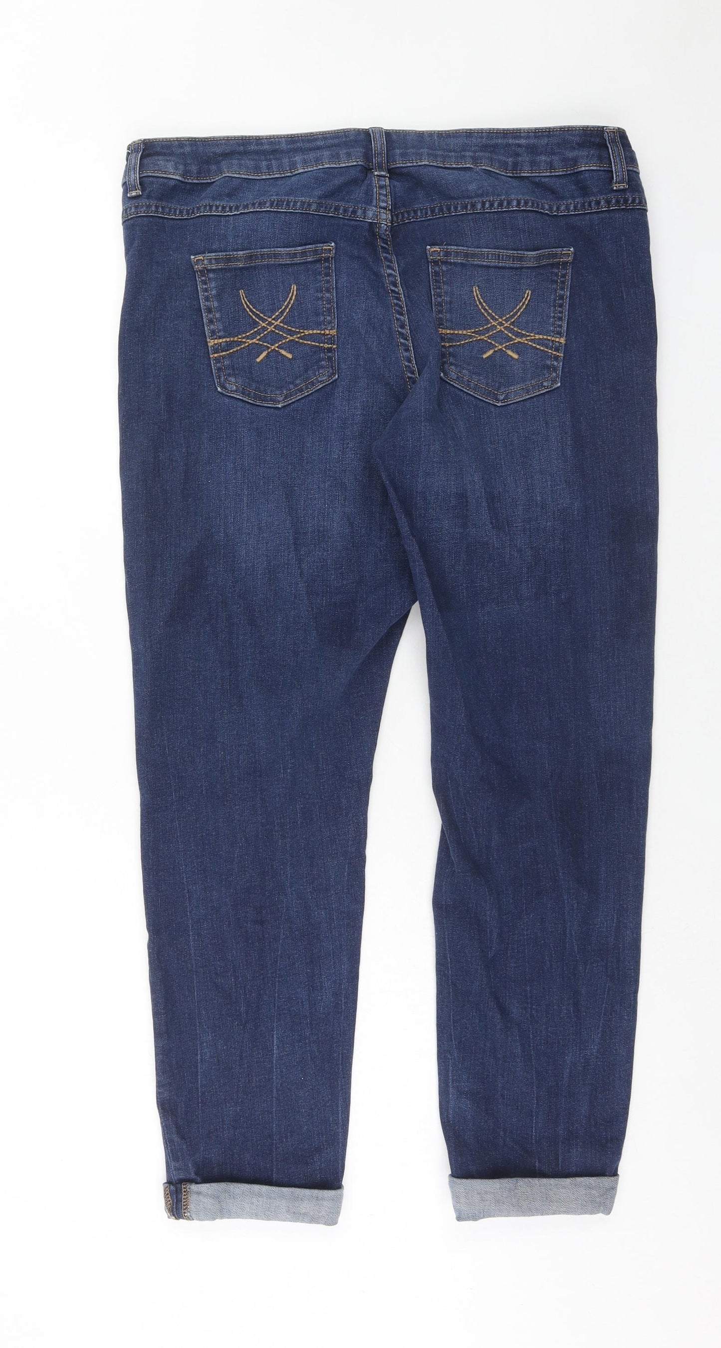 Marks and Spencer Womens Blue Cotton Straight Jeans Size 36 in Regular Zip
