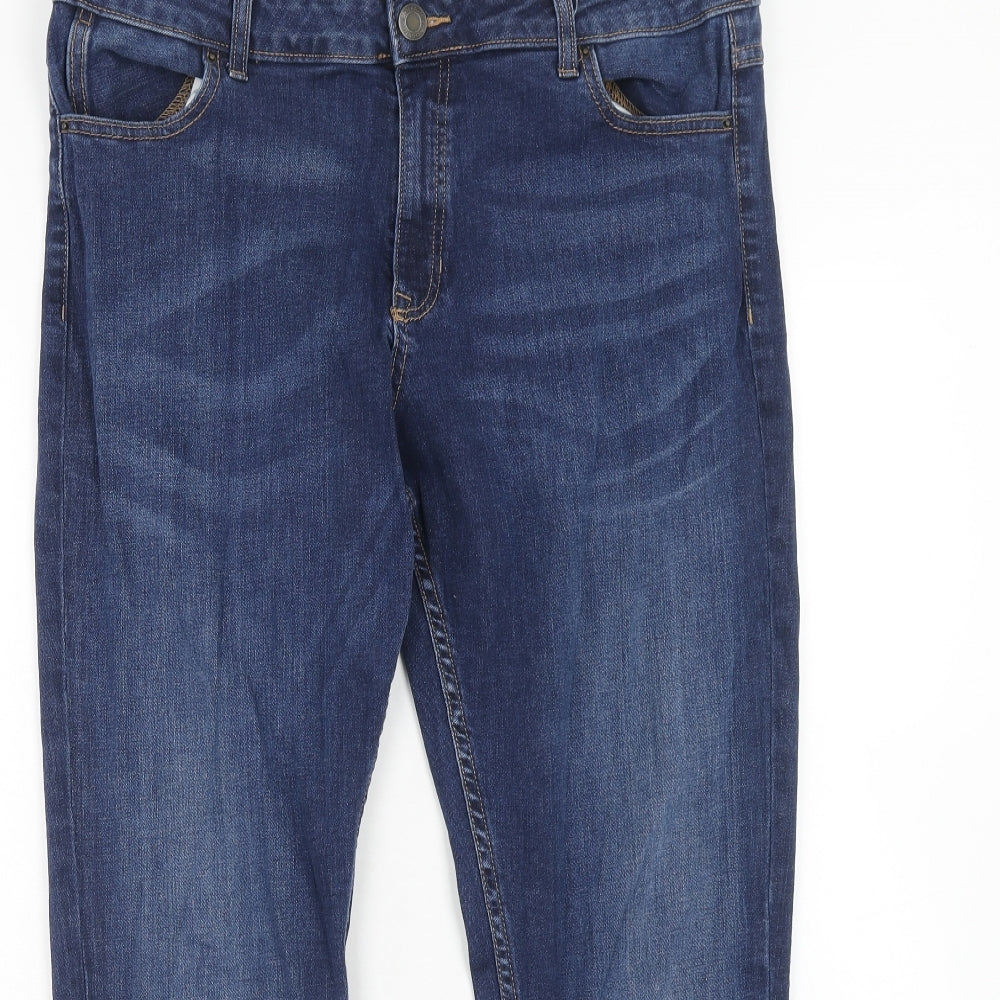 Marks and Spencer Womens Blue Cotton Straight Jeans Size 36 in Regular Zip
