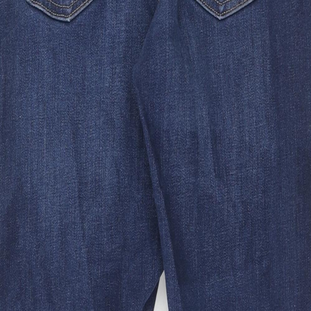 Marks and Spencer Womens Blue Cotton Straight Jeans Size 36 in Regular Zip