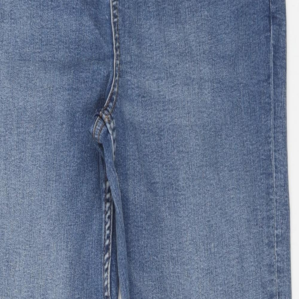 Marks and Spencer Womens Blue Cotton Straight Jeans Size 14 Regular Zip