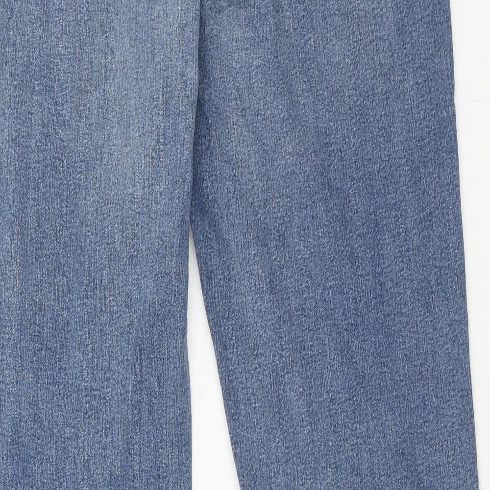 Marks and Spencer Womens Blue Cotton Straight Jeans Size 14 Regular Zip