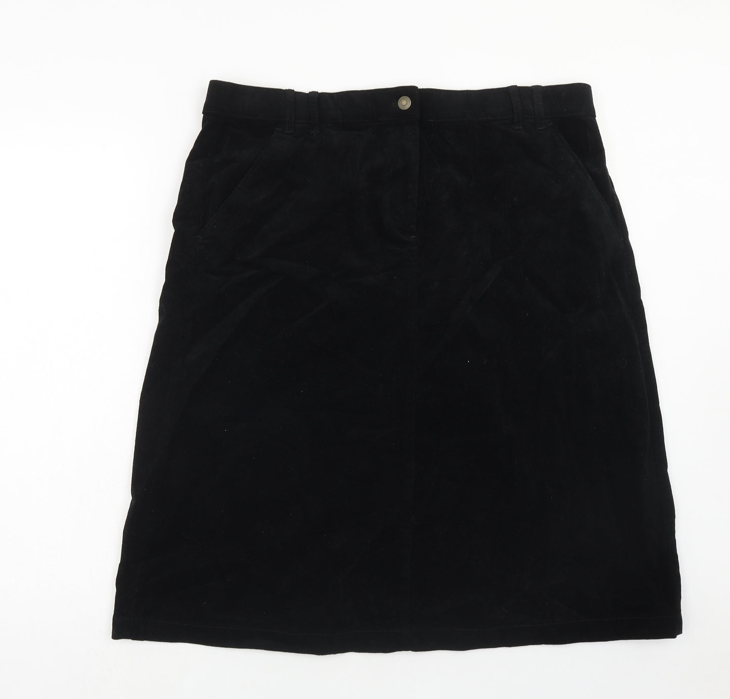 Marks and Spencer Womens Black Cotton Straight & Pencil Skirt Size 18 Zip