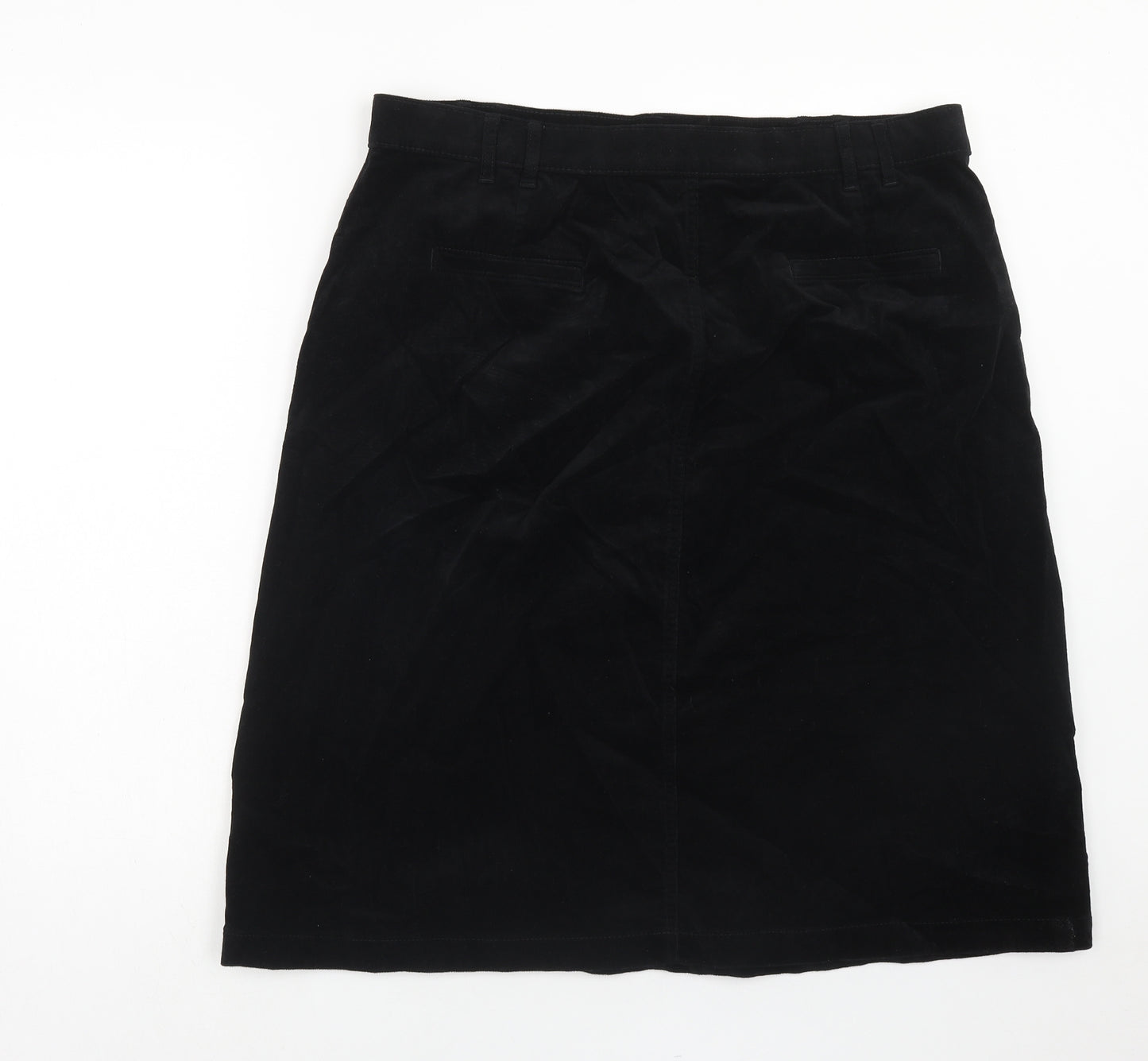Marks and Spencer Womens Black Cotton Straight & Pencil Skirt Size 18 Zip