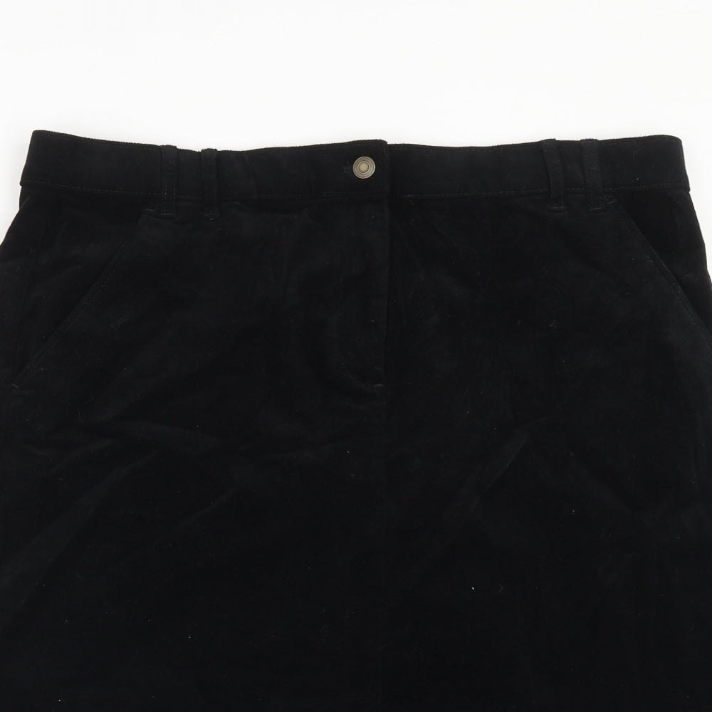 Marks and Spencer Womens Black Cotton Straight & Pencil Skirt Size 18 Zip