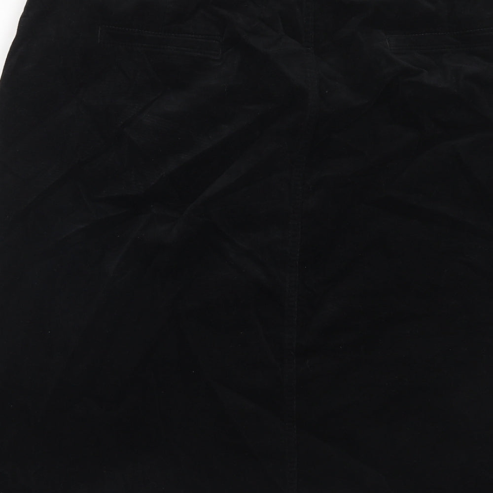 Marks and Spencer Womens Black Cotton Straight & Pencil Skirt Size 18 Zip