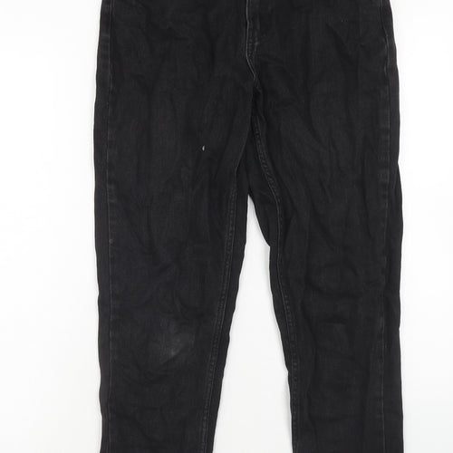 Denim & Co. Womens Black Cotton Straight Jeans Size 10 Regular Zip