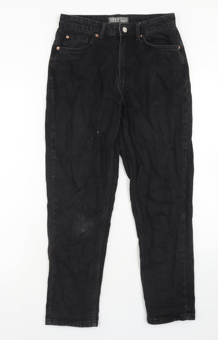 Denim & Co. Womens Black Cotton Straight Jeans Size 10 Regular Zip