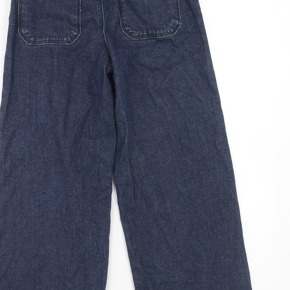 Zara Girls Blue Cotton Wide-Leg Jeans Size 13-14 Years Regular Zip