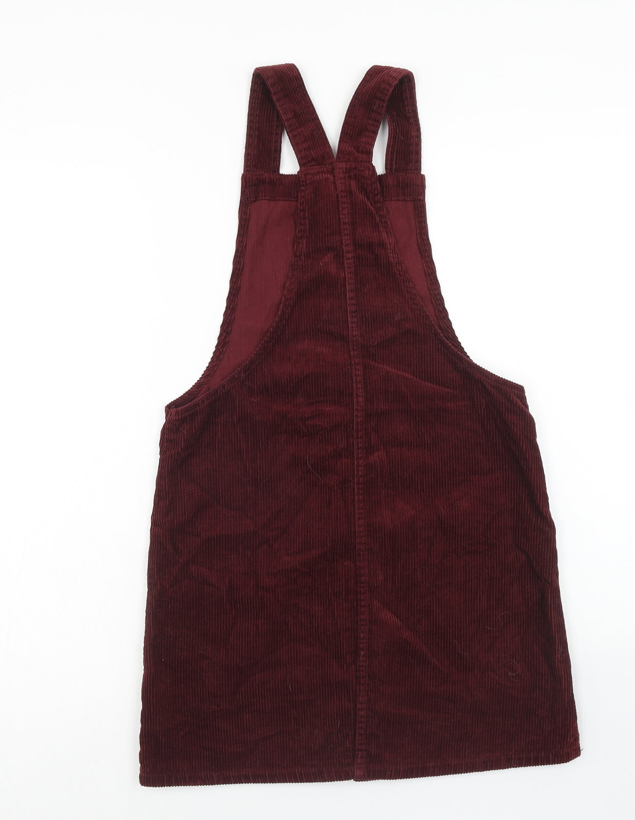 Denim & Co. Womens Red Cotton Pinafore/Dungaree Dress Size 6 Square Neck Button
