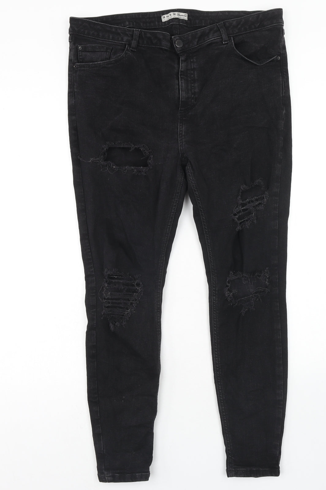 Denim & Co. Womens Black Cotton Skinny Jeans Size 18 Regular Zip