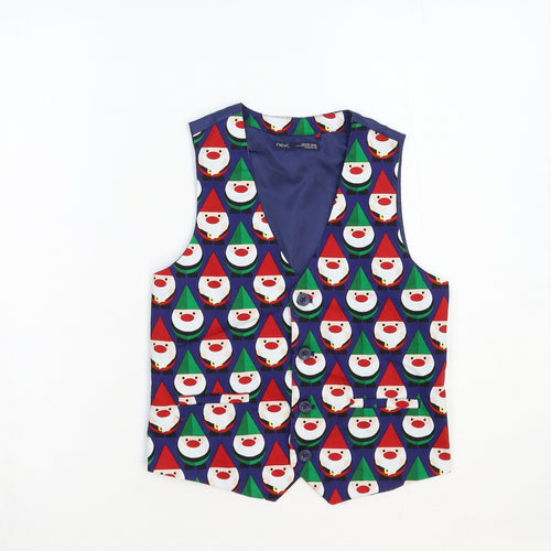 NEXT Boys Multicoloured Geometric Jacket Waistcoat Size 8 Years Button - Santa Christmas