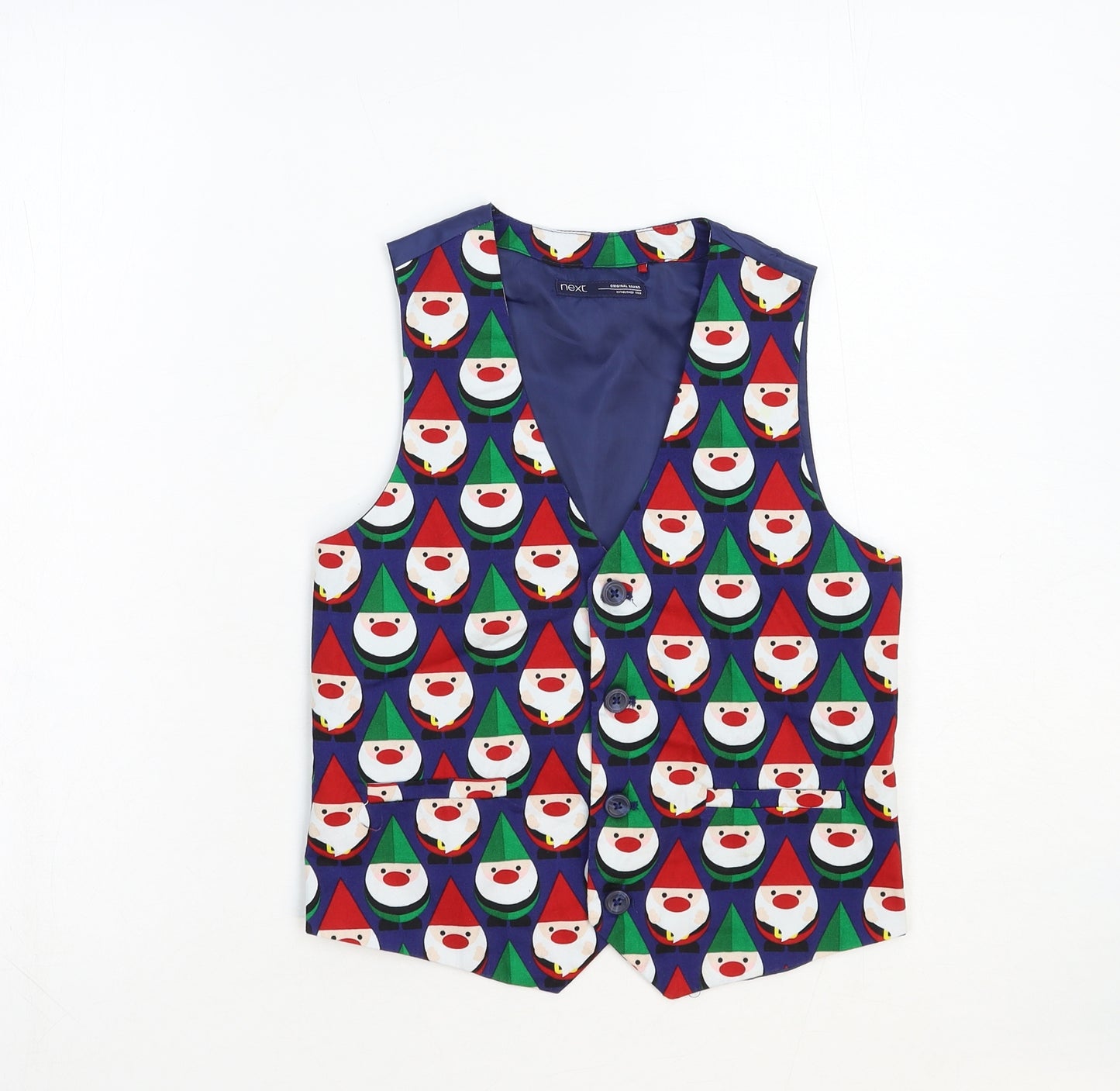 NEXT Boys Multicoloured Geometric Jacket Waistcoat Size 8 Years Button - Santa Christmas