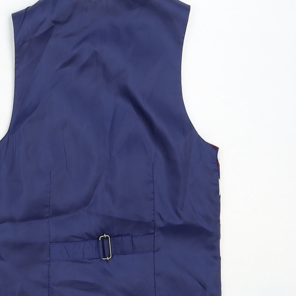NEXT Boys Multicoloured Geometric Jacket Waistcoat Size 8 Years Button - Santa Christmas