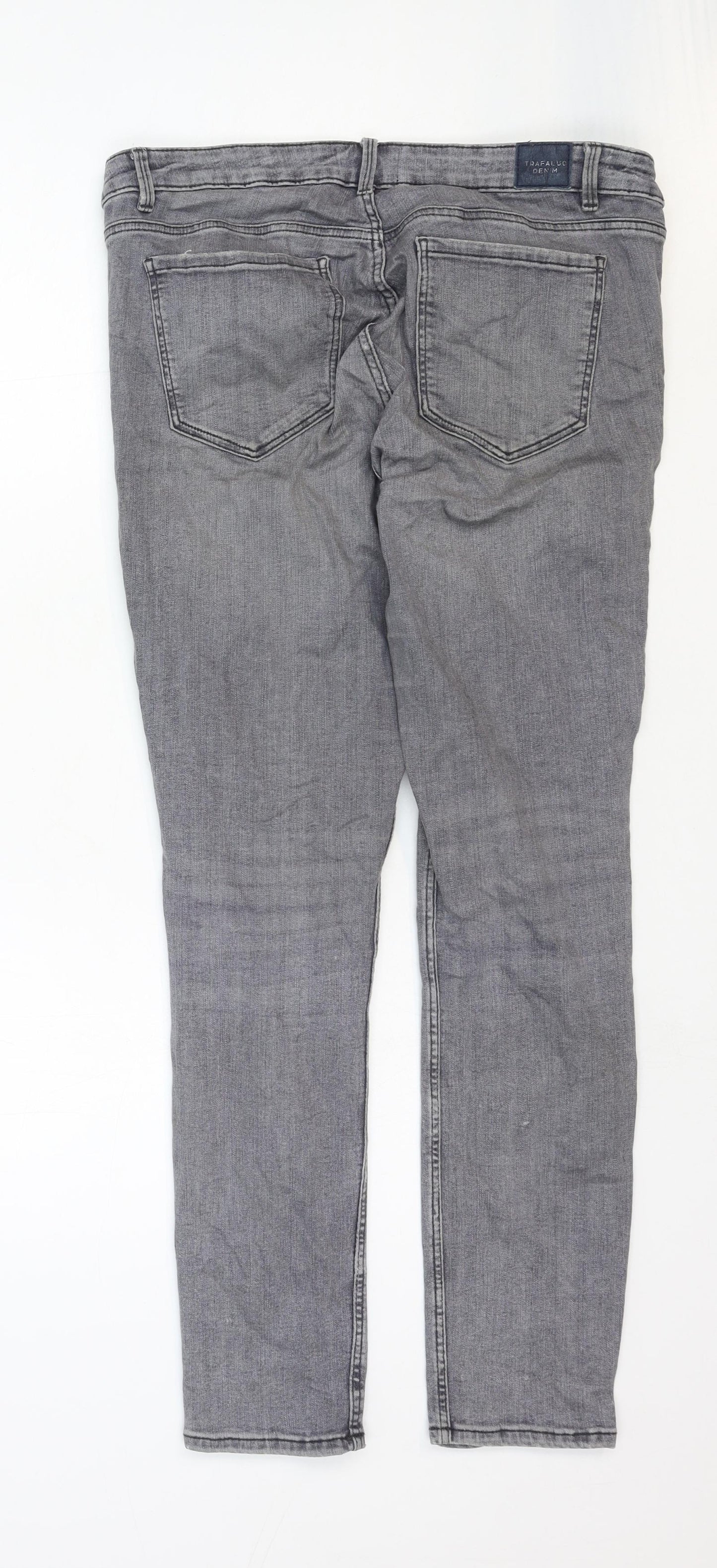 Zara Womens Grey Cotton Skinny Jeans Size 14 Regular Zip