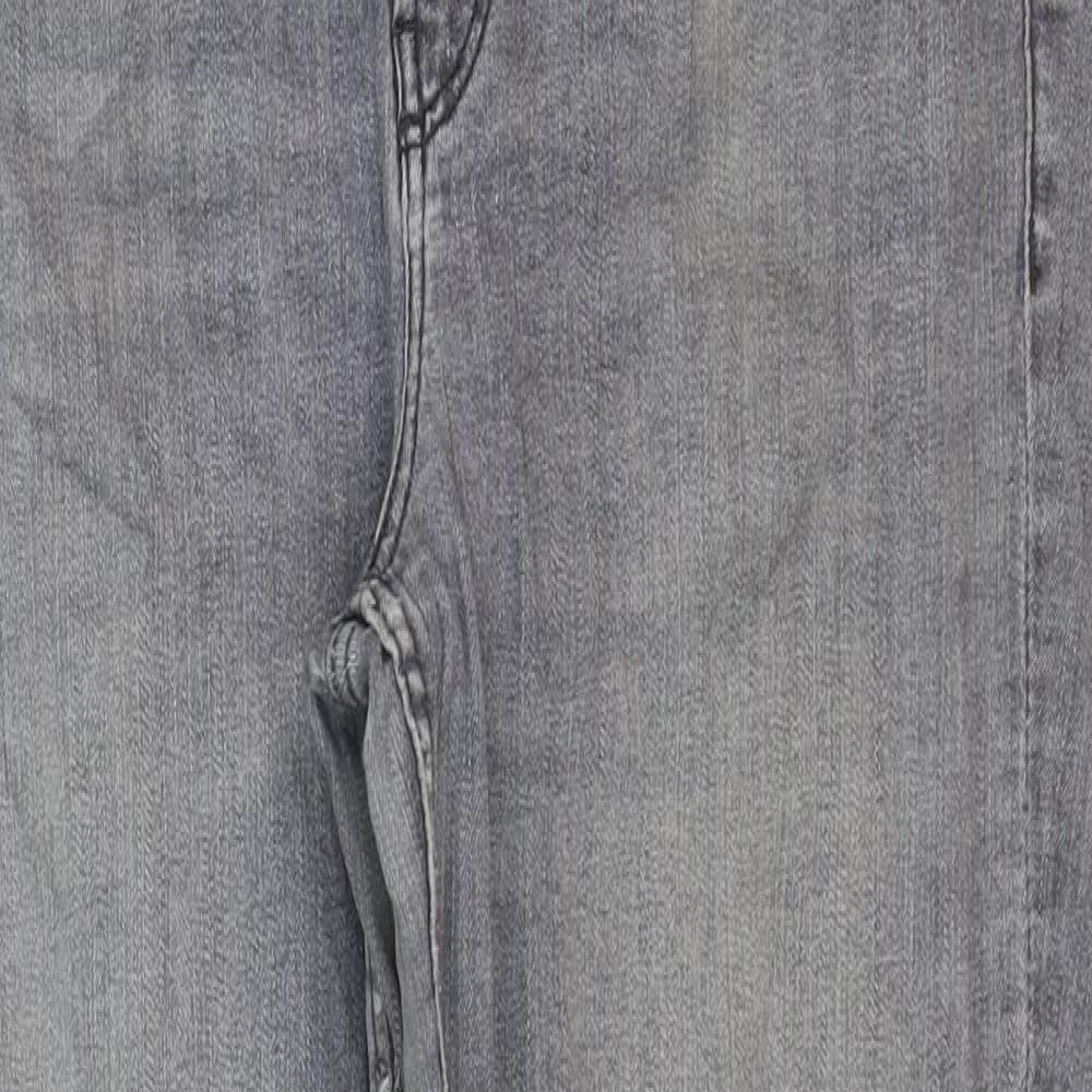 Zara Womens Grey Cotton Skinny Jeans Size 14 Regular Zip