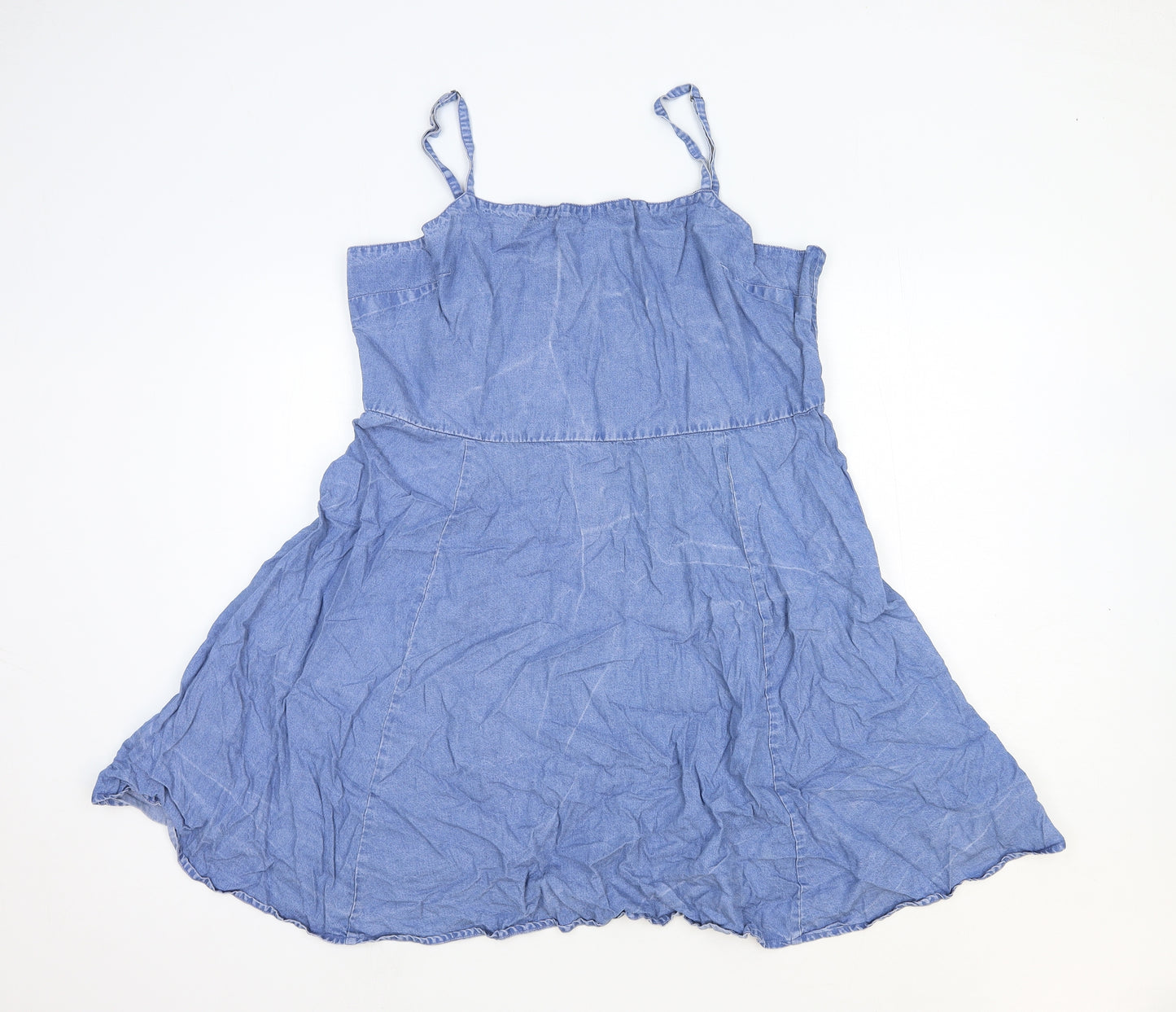 Gap Womens Blue Cotton Skater Dress Size XL Square Neck Pullover