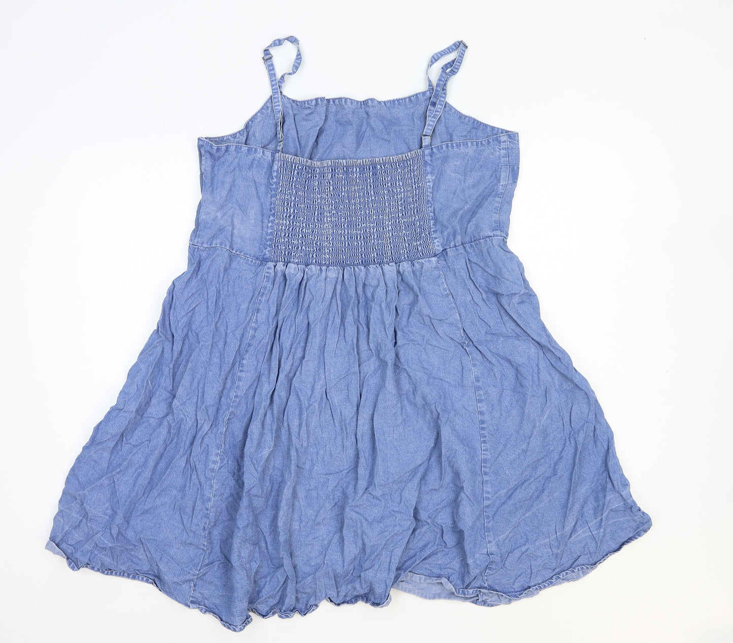 Gap Womens Blue Cotton Skater Dress Size XL Square Neck Pullover