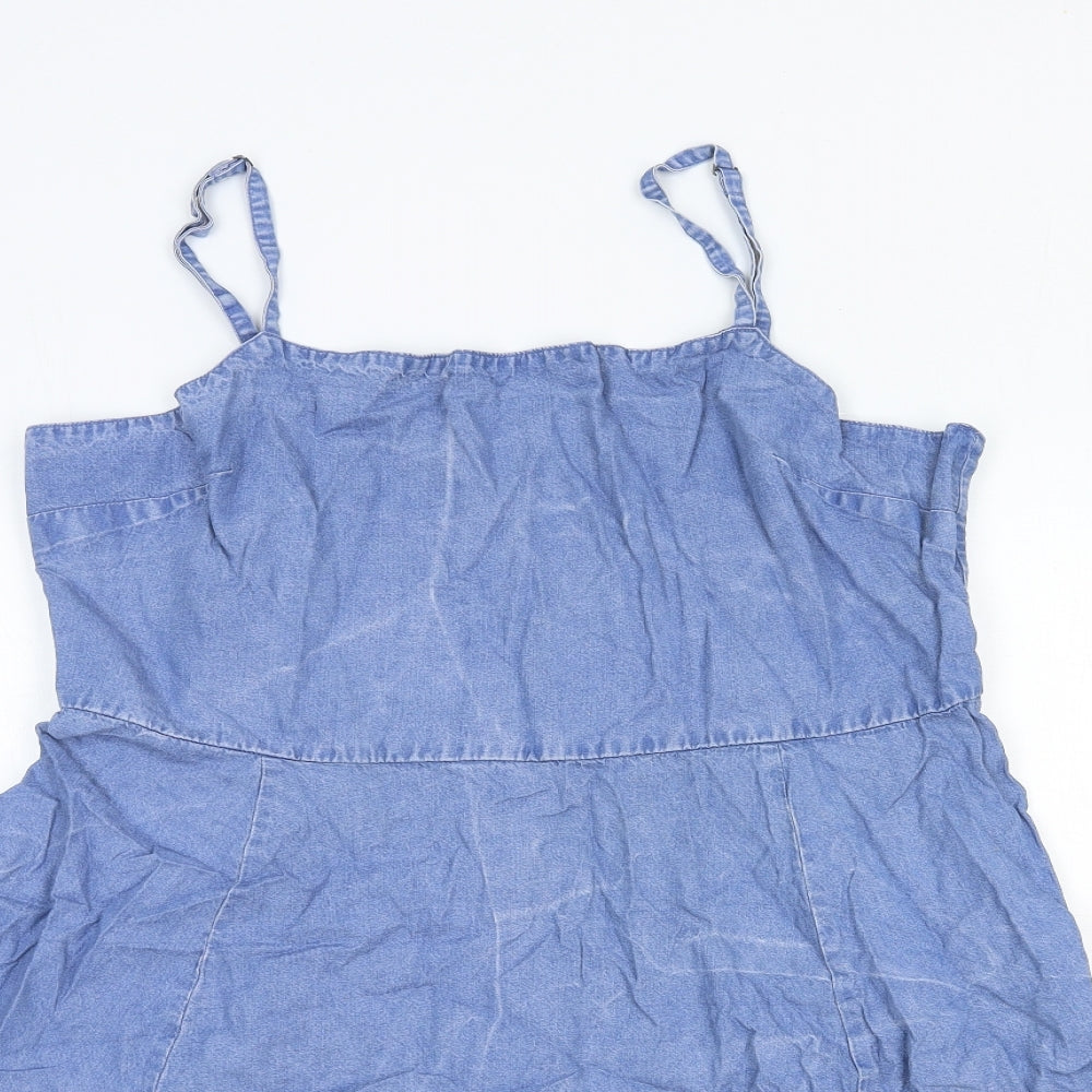 Gap Womens Blue Cotton Skater Dress Size XL Square Neck Pullover