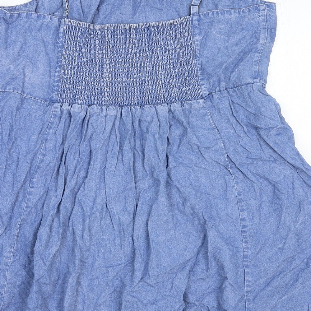 Gap Womens Blue Cotton Skater Dress Size XL Square Neck Pullover