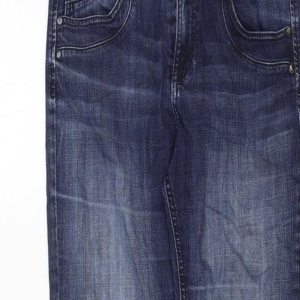 Marks and Spencer Womens Blue Cotton Straight Jeans Size 12 Regular Zip