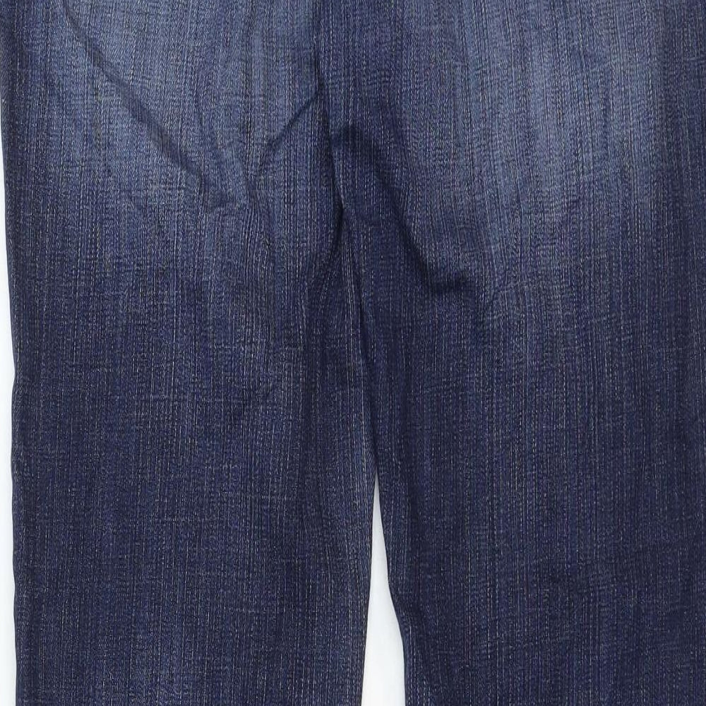 Marks and Spencer Womens Blue Cotton Straight Jeans Size 12 Regular Zip