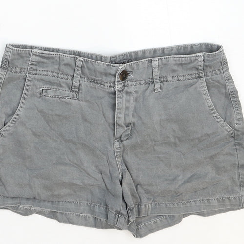 Merona Womens Grey Cotton Hot Pants Shorts Size 4 Regular Zip