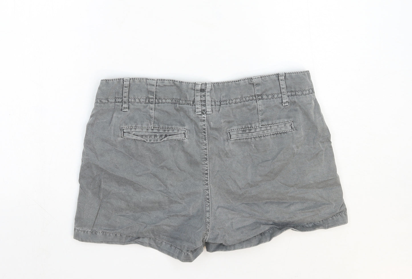 Merona Womens Grey Cotton Hot Pants Shorts Size 4 Regular Zip
