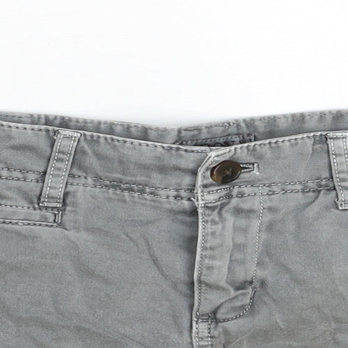 Merona Womens Grey Cotton Hot Pants Shorts Size 4 Regular Zip