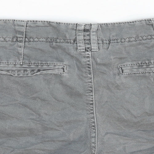 Merona Womens Grey Cotton Hot Pants Shorts Size 4 Regular Zip