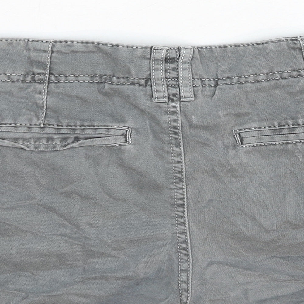 Merona Womens Grey Cotton Hot Pants Shorts Size 4 Regular Zip