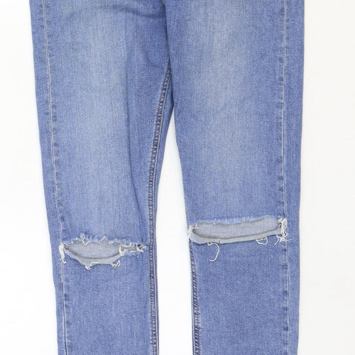 Topshop Womens Blue Cotton Skinny Jeans Size 30 in Regular Zip