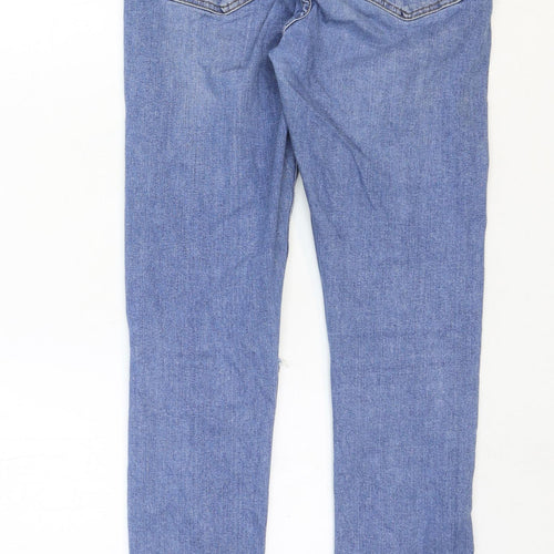 Topshop Womens Blue Cotton Skinny Jeans Size 30 in Regular Zip