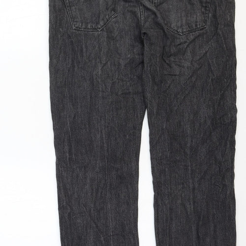 Authentic Mens Grey Cotton Straight Jeans Size 34 in Regular Zip