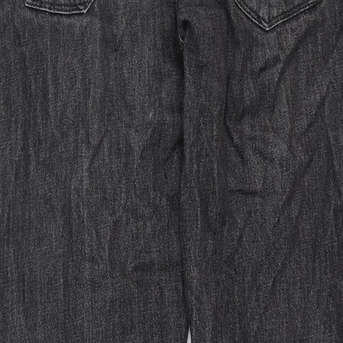 Authentic Mens Grey Cotton Straight Jeans Size 34 in Regular Zip