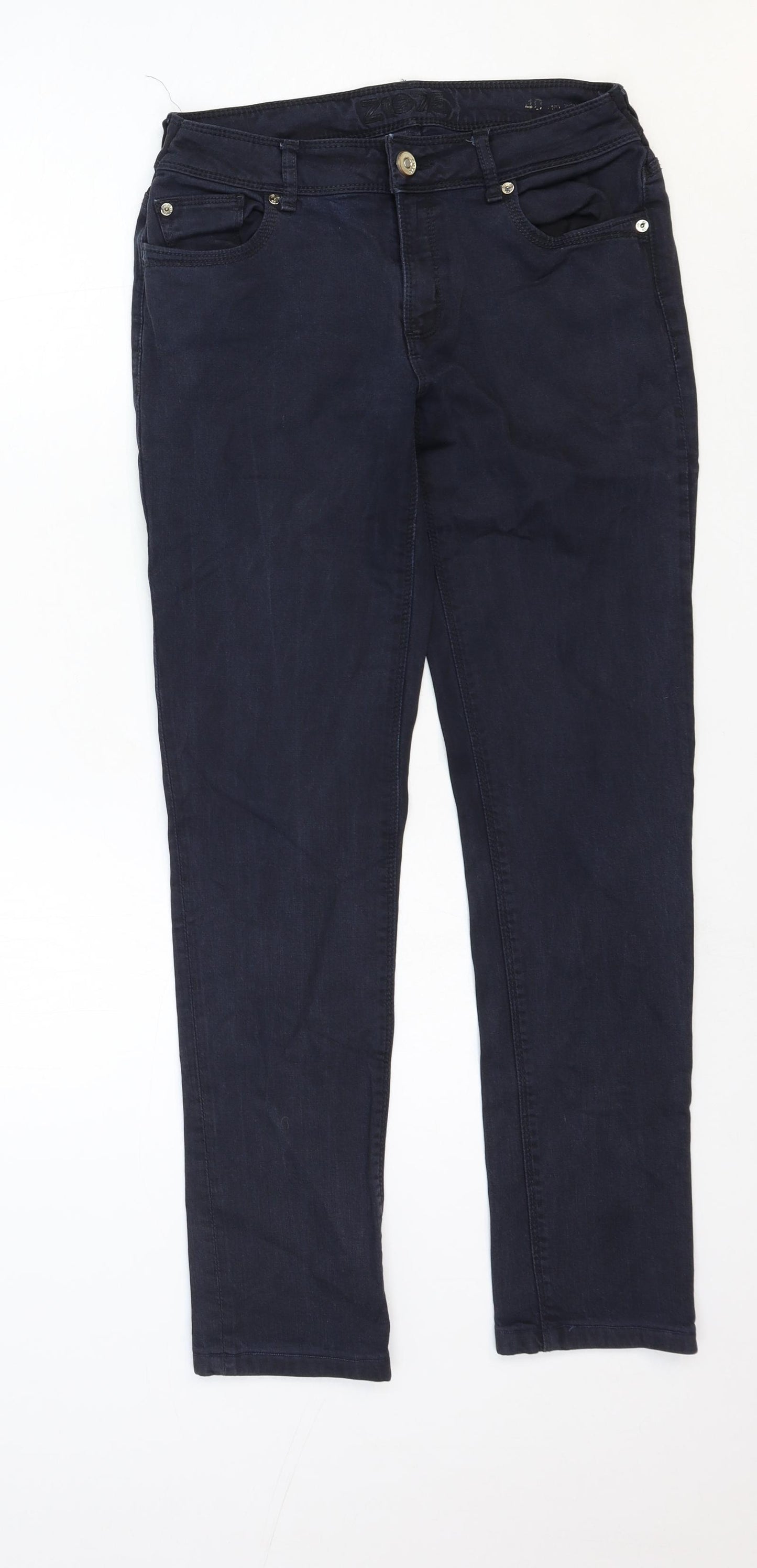 Zara Womens Black Cotton Skinny Jeans Size 12 Regular Zip