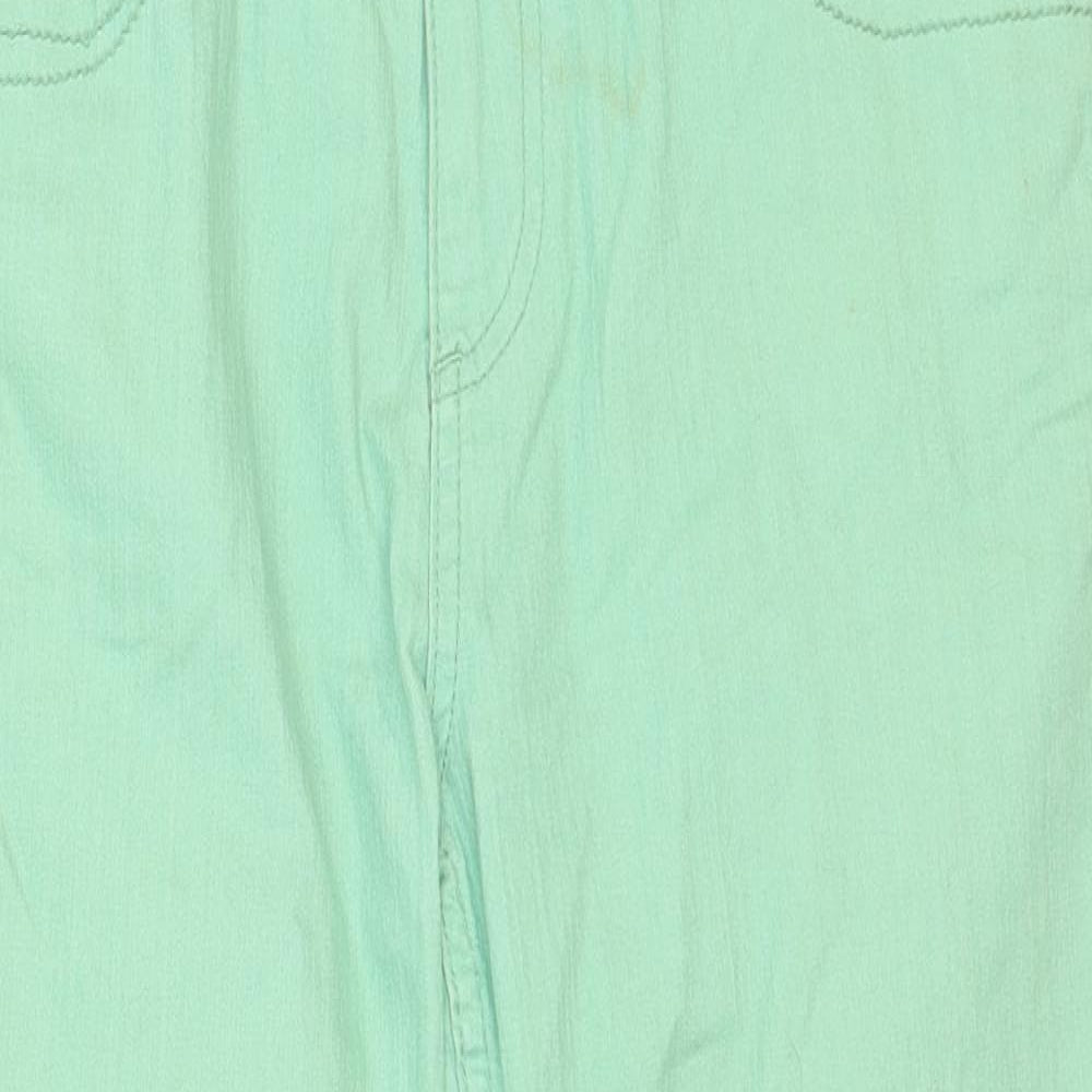 Marks and Spencer Womens Green Cotton Cropped Jeans Size 12 Regular Zip