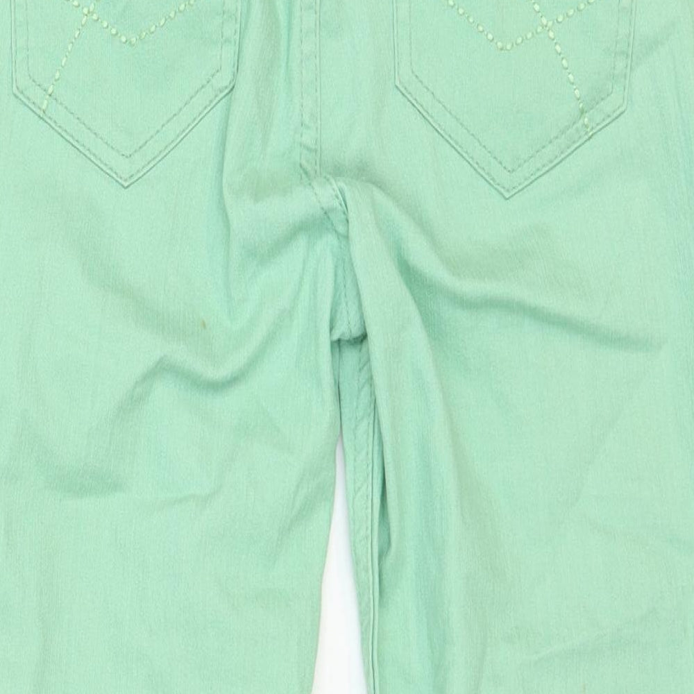 Marks and Spencer Womens Green Cotton Cropped Jeans Size 12 Regular Zip