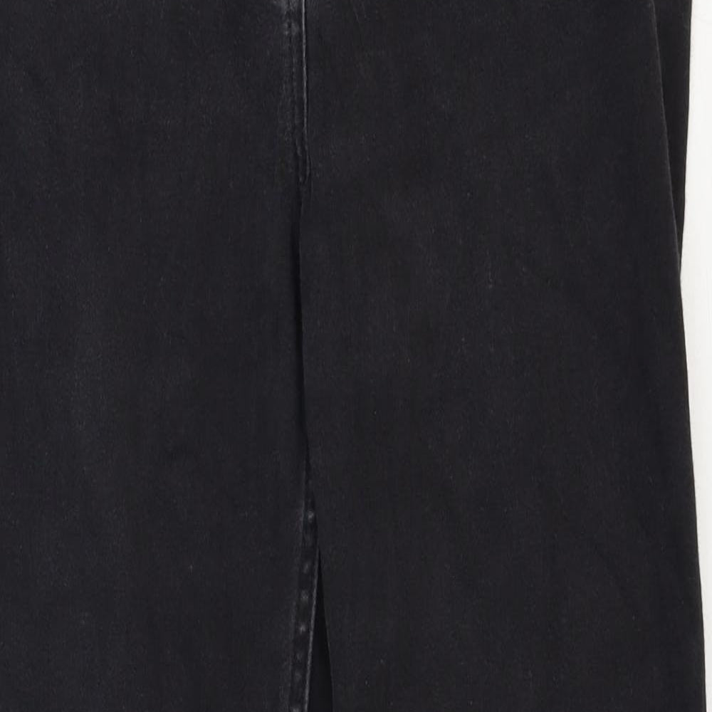 Marks and Spencer Womens Black Cotton Straight Jeans Size 12 Regular Zip