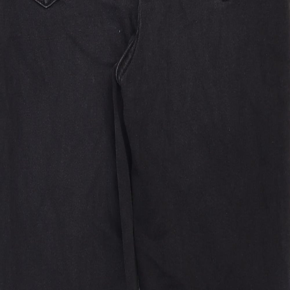 Marks and Spencer Womens Black Cotton Straight Jeans Size 12 Regular Zip