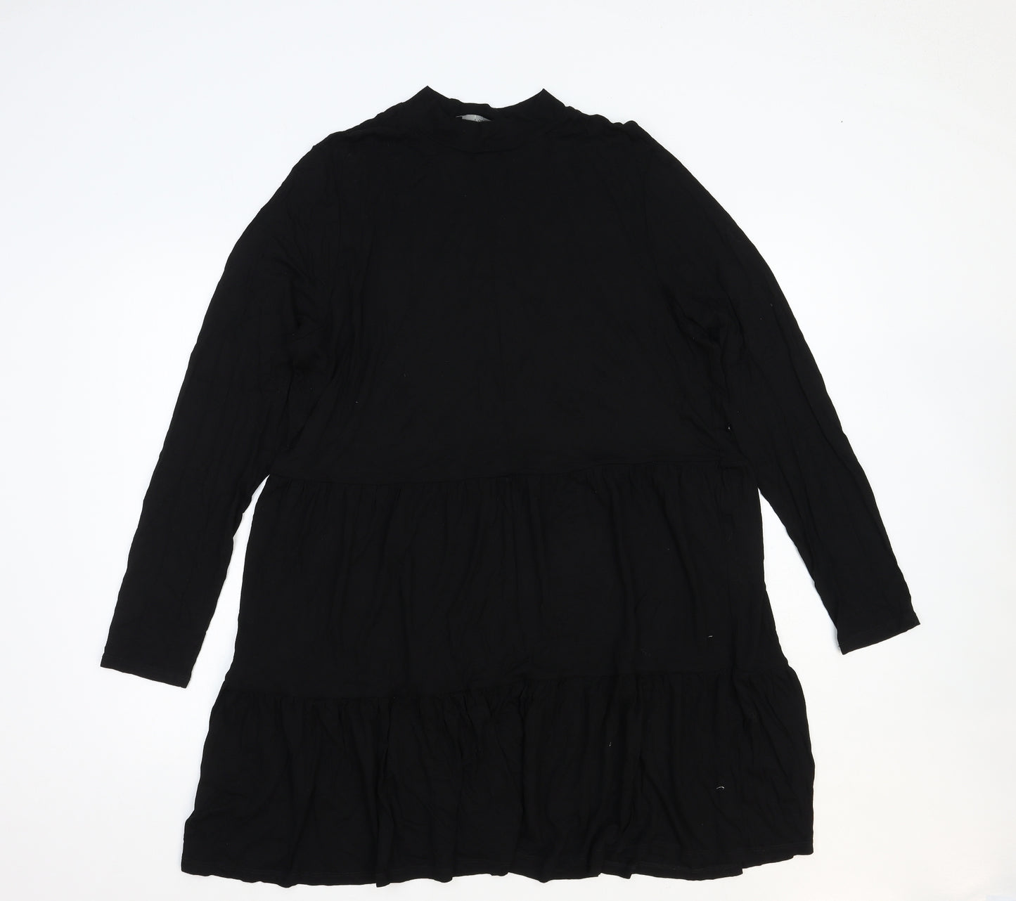 F&F Womens Black Cotton A-Line Size 20 Mock Neck Pullover - Tiered