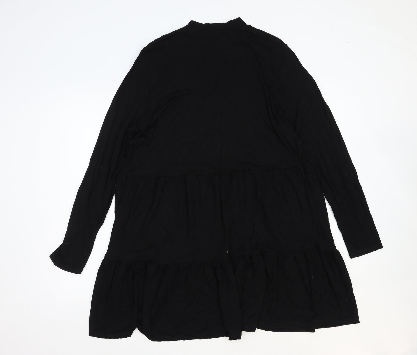 F&F Womens Black Cotton A-Line Size 20 Mock Neck Pullover - Tiered
