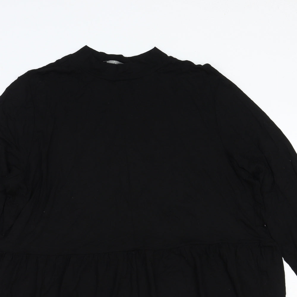 F&F Womens Black Cotton A-Line Size 20 Mock Neck Pullover - Tiered