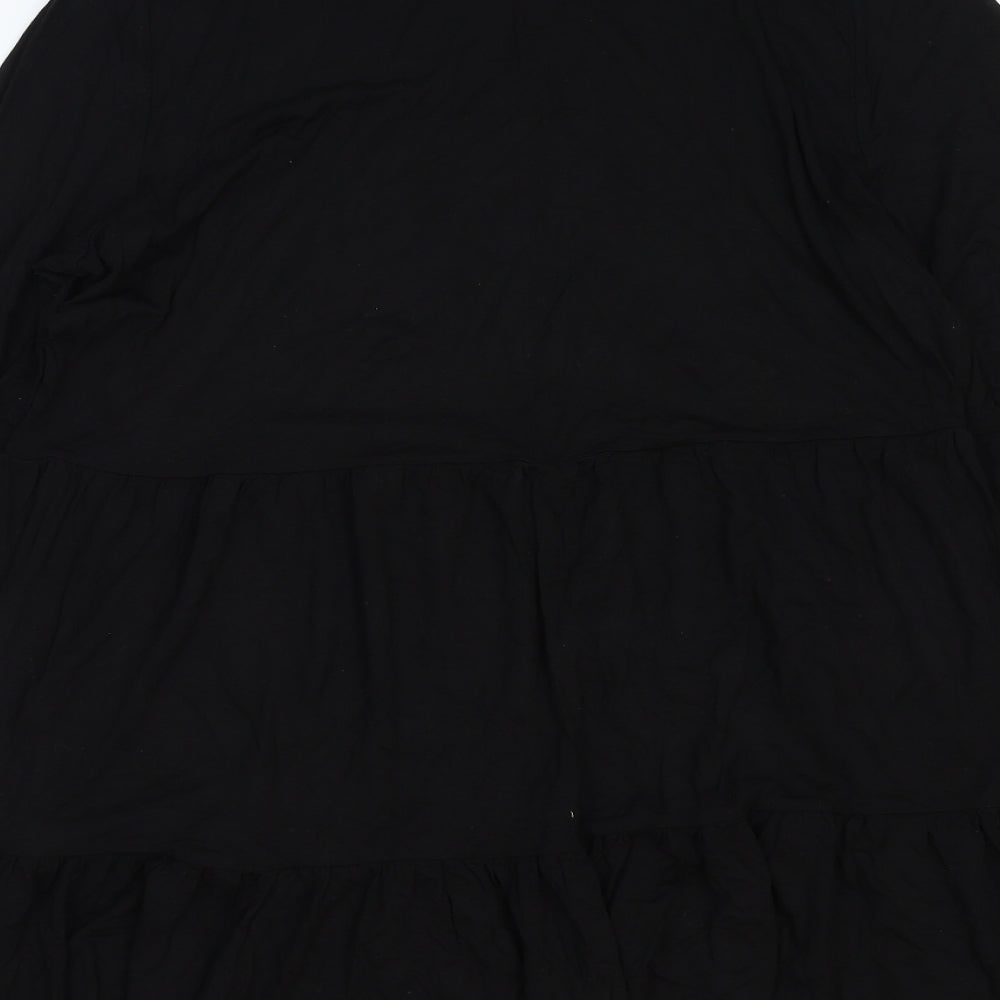 F&F Womens Black Cotton A-Line Size 20 Mock Neck Pullover - Tiered