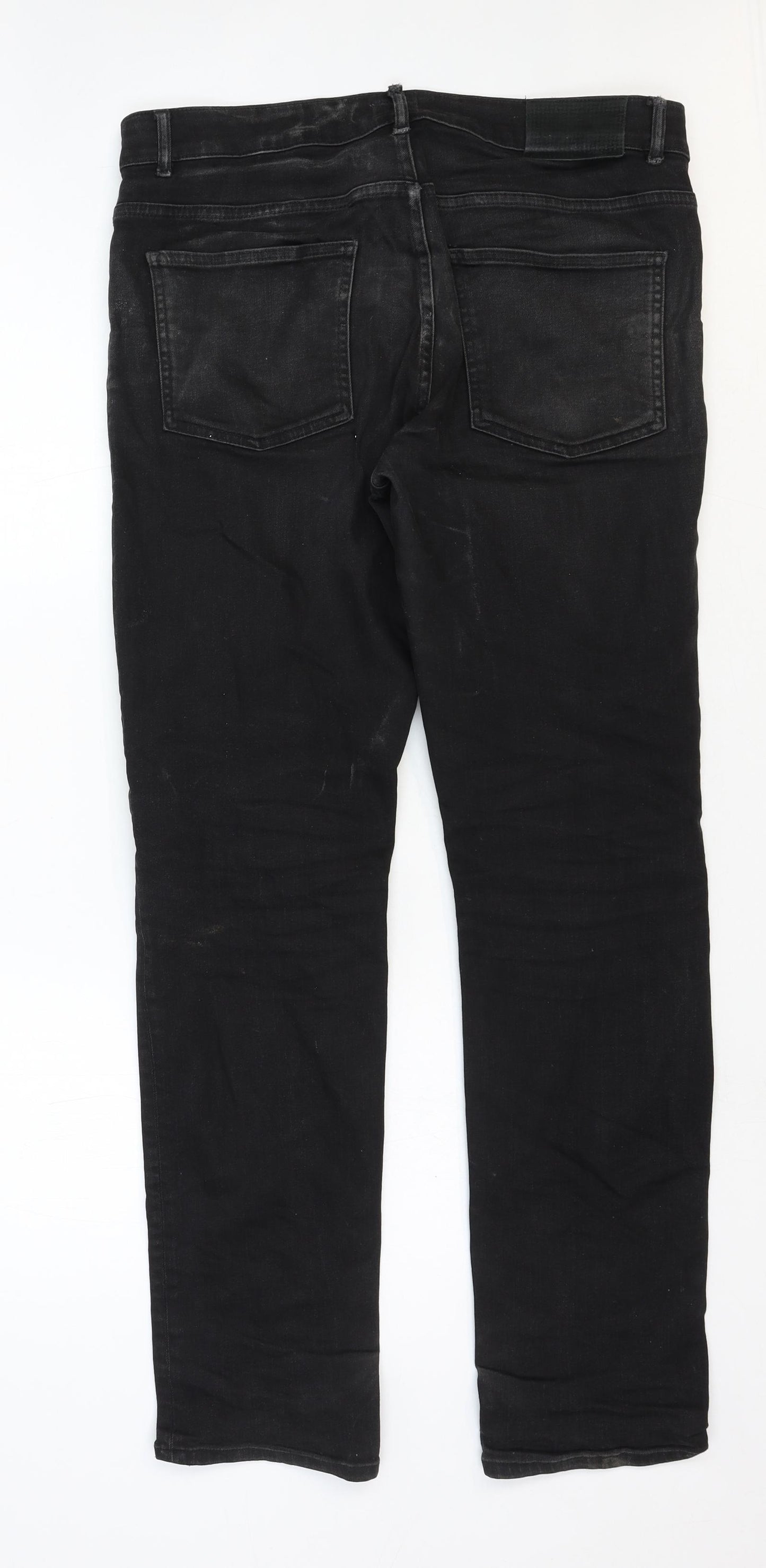 Loom Mens Black Cotton Straight Jeans Size 32 in Regular Zip