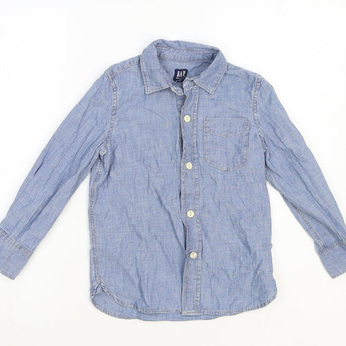 Gap Boys Blue Cotton Basic Button-Up Size XS Collared Button