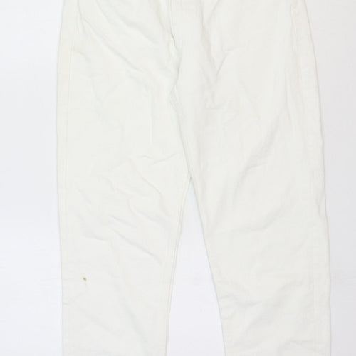 Bershka Womens White Cotton Straight Jeans Size 8 Regular Zip