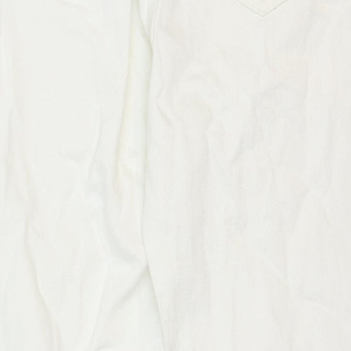 Bershka Womens White Cotton Straight Jeans Size 8 Regular Zip